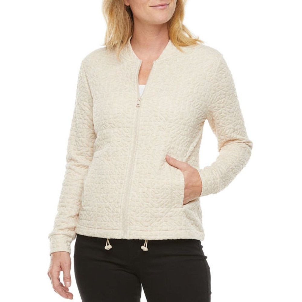 Liz Claiborne Quilted Ivory Jacket Shacket XXL 2X Long Sleeve NEW